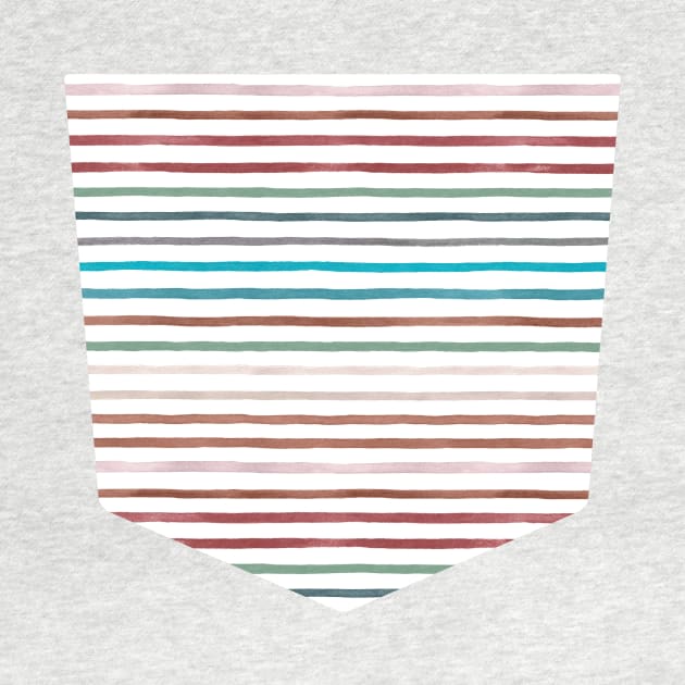 Pocket - MARKER STRIPES COLORFUL RED BLUE by ninoladesign